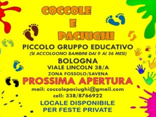 Coccole&Paciughi Piccolo Gruppo Educativo – Prossima apertura a Bologna zona Savena-Fossolo